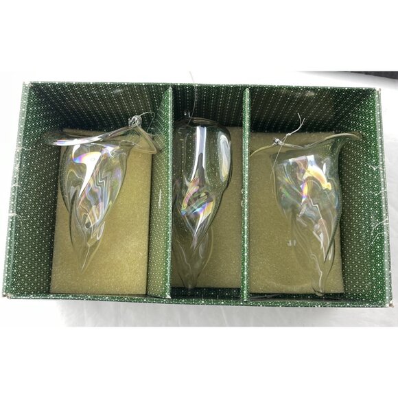 Vintage Hand-Blown Glass Ornaments Clear Swirled Christmas Tree Decor - Picture 6 of 6